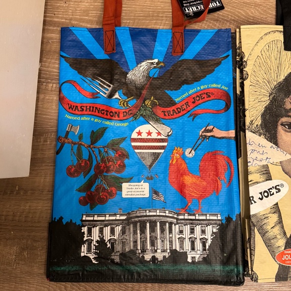 Trader Joe's Tote grocery bags with handles 3x - Picture 3 of 8